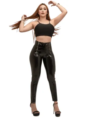 Vinyl Leggings Double Front Zip