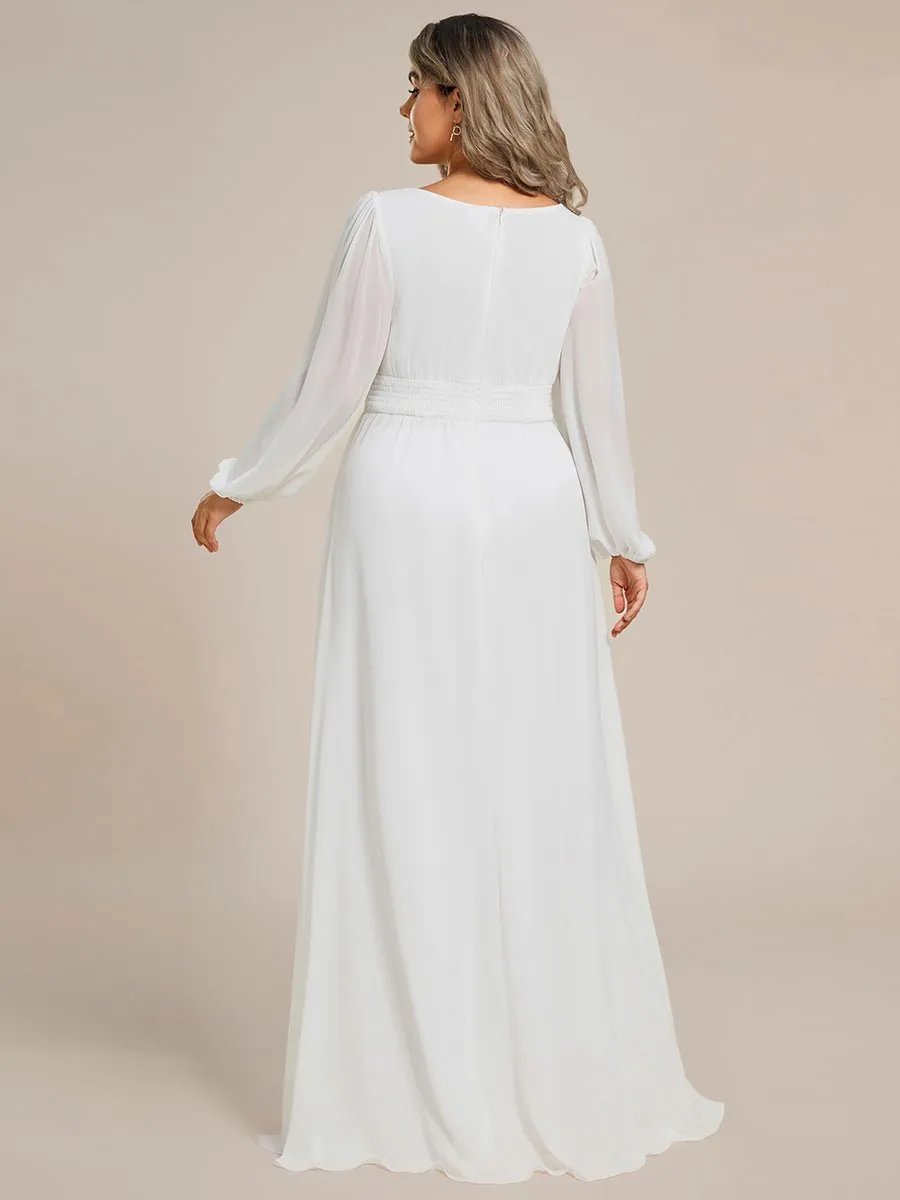 Wanda boat neck full sleeve white wedding dress s20-22 Express NZ wide