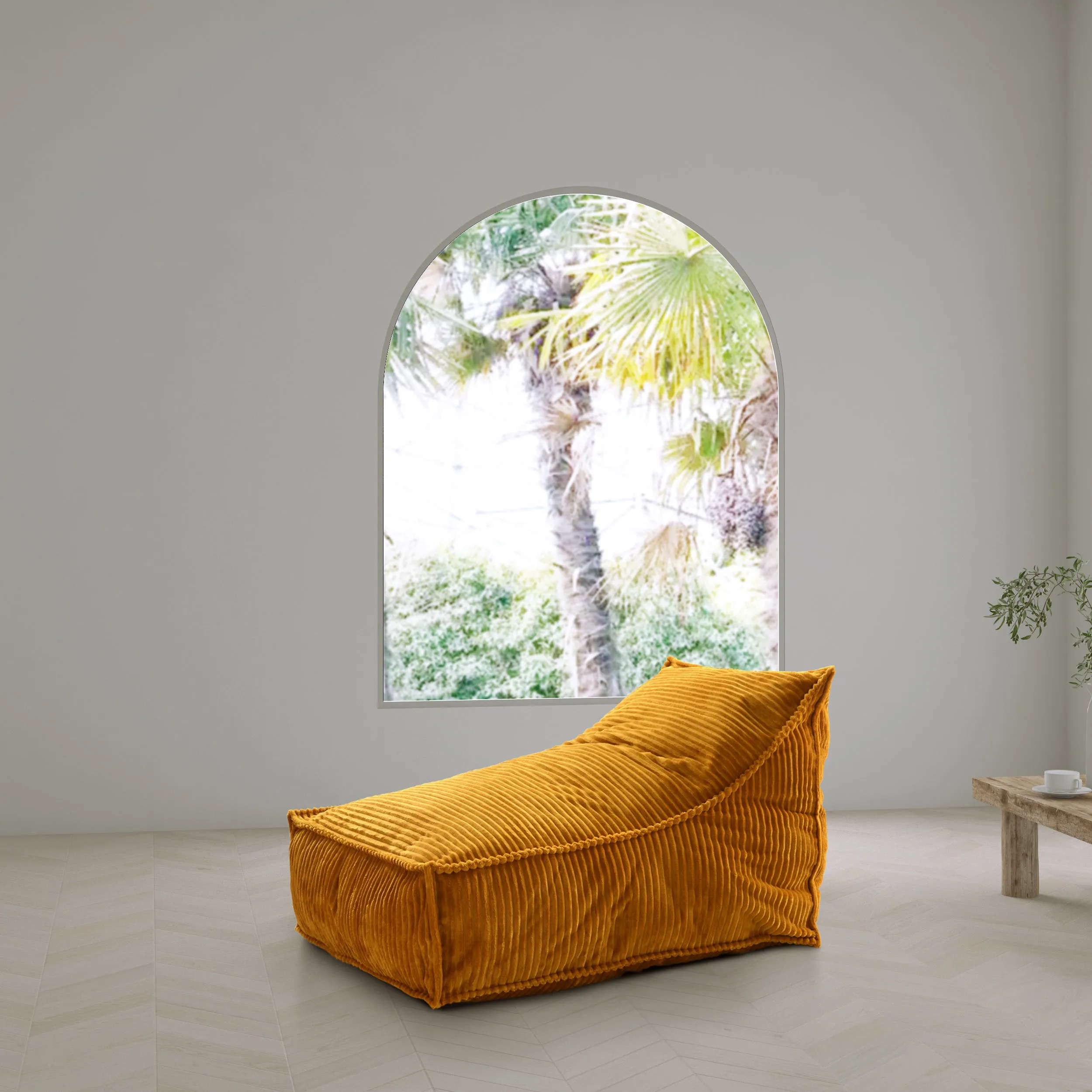 Wilde Ribbed Luxe Fleece Bean Bag Lounge Cover Mustard