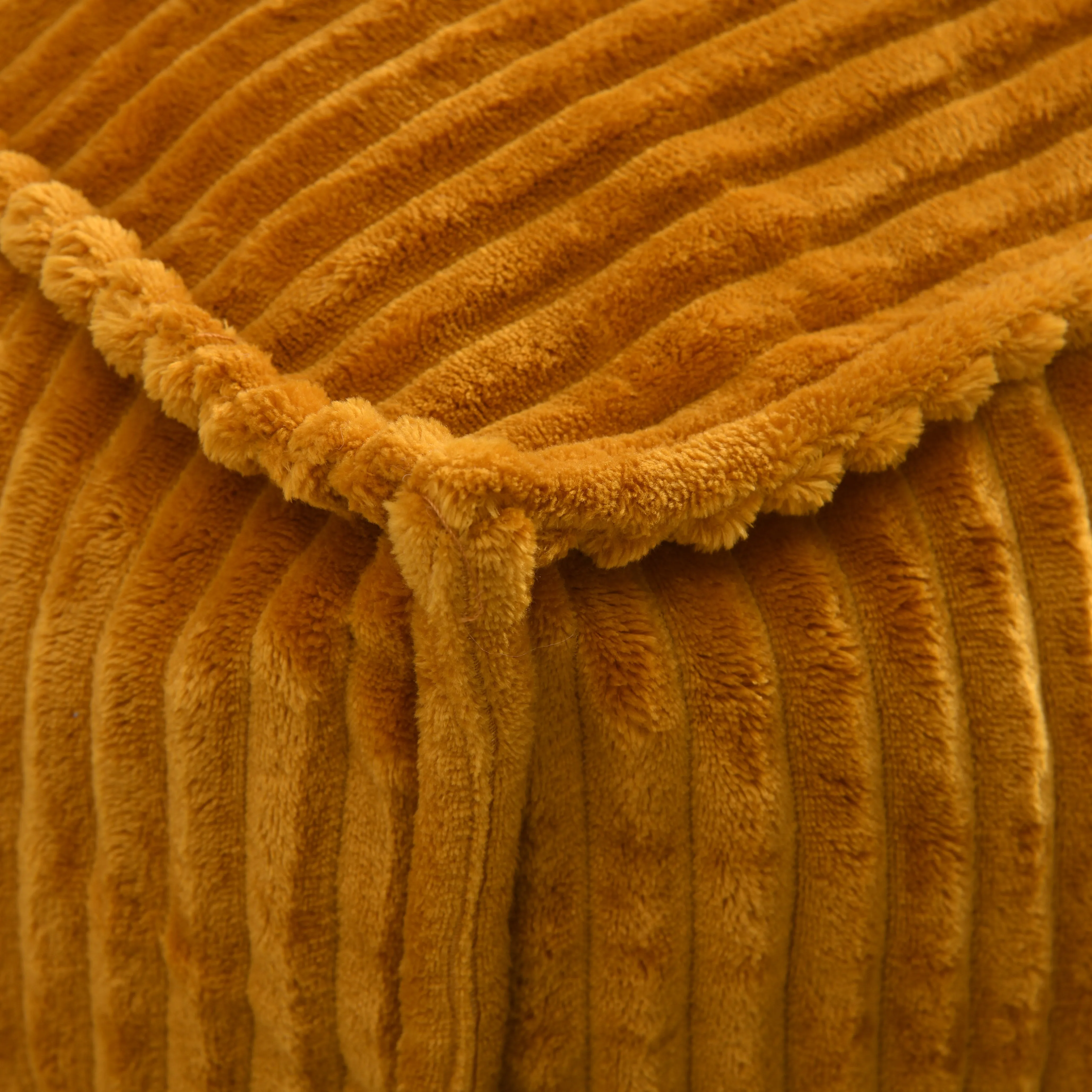 Wilde Ribbed Luxe Fleece Bean Bag Lounge Cover Mustard