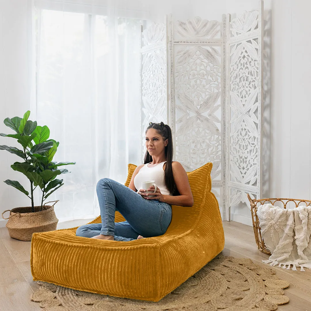Wilde Ribbed Luxe Fleece Bean Bag Lounge Cover Mustard