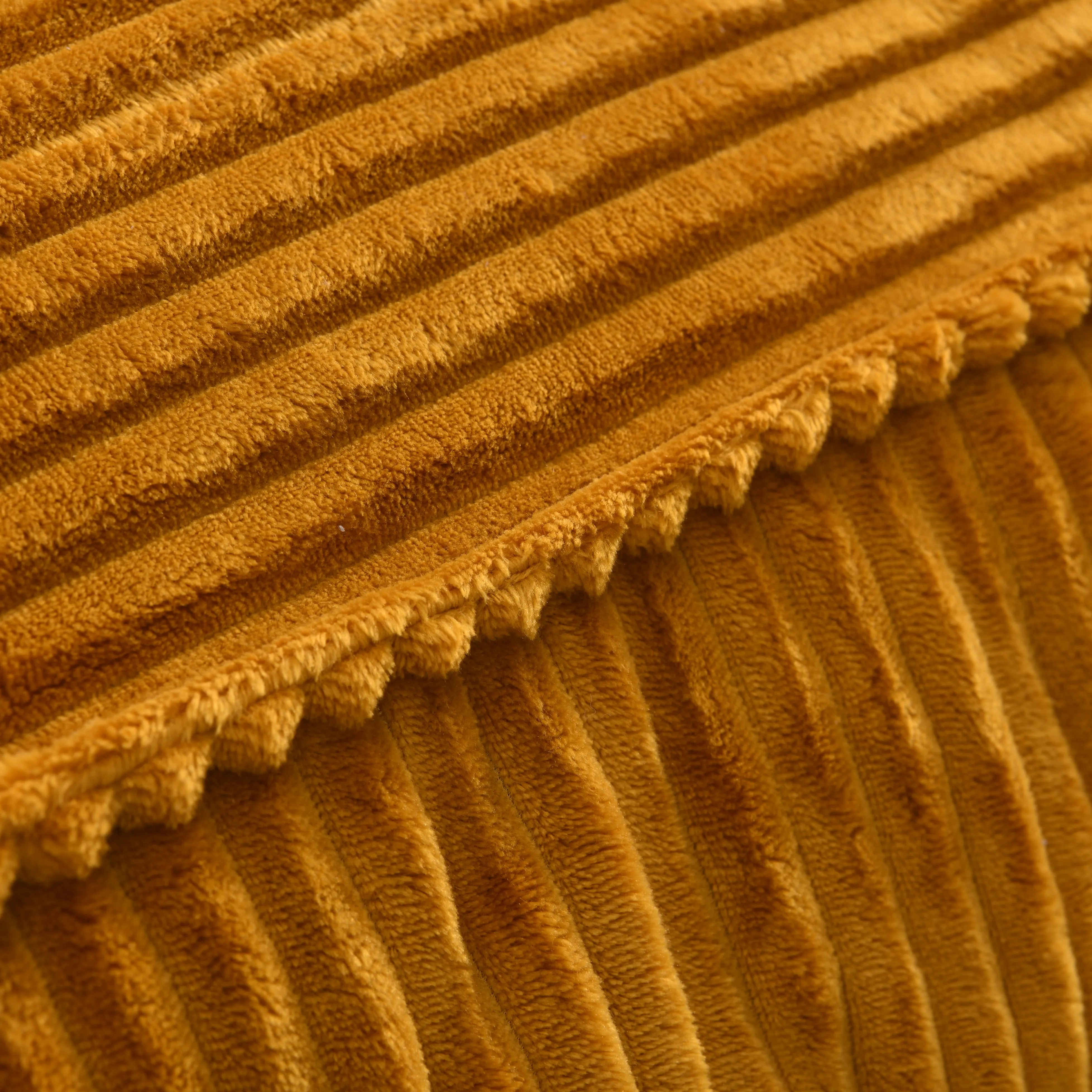 Wilde Ribbed Luxe Fleece Bean Bag Lounge Cover Mustard