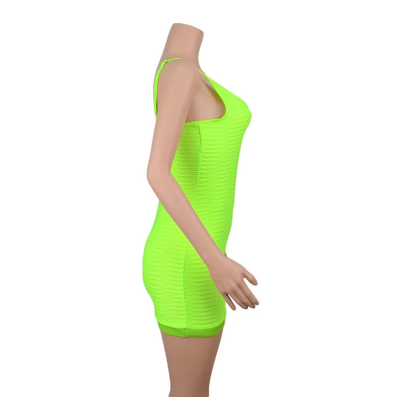Women's Summer Casual Sheath Neon O-Neck Backless Dress