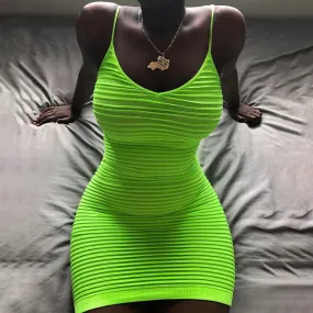 Women's Summer Casual Sheath Neon O-Neck Backless Dress