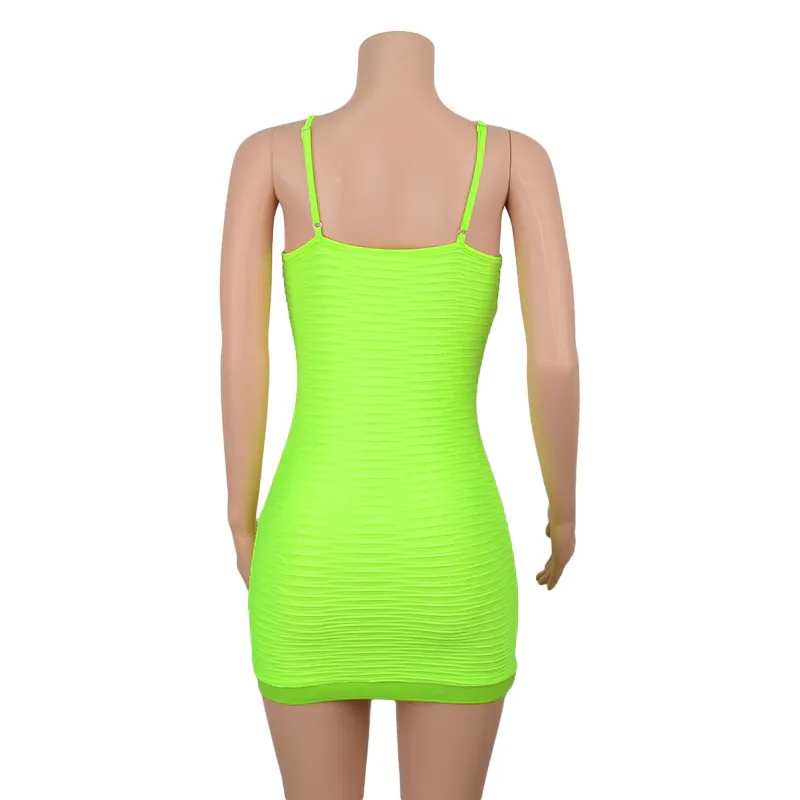 Women's Summer Casual Sheath Neon O-Neck Backless Dress